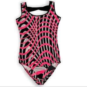 MilkyWay neon pink dancing ribbons bodysuit snap crotch twisted band back Barbie